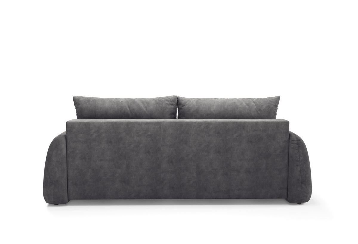 SCHLAFSOFA GERONIMO in Velours Grau  - Schwarz/Grau, Design, Kunststoff/Textil (252/93/167cm) - Livetastic