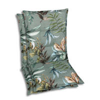 SESSELAUFLAGENSET in Braun, Grau, Grün, Graublau Blätter  - Graublau/Braun, Basics, Textil (50/7/108cm)