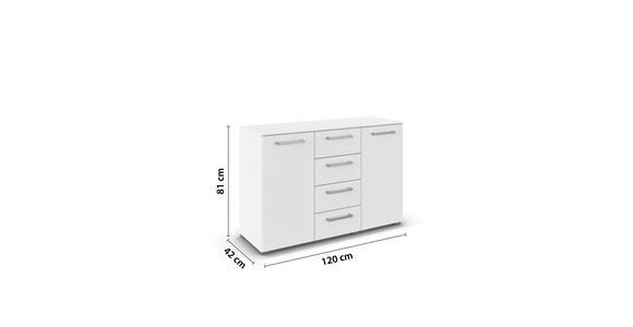 KOMMODE , 120/81/42 cm, 4 Schublade(n)  - Edelstahlfarben/Alufarben, Basics, Holzwerkstoff/Kunststoff (120/81/42cm) - Xora