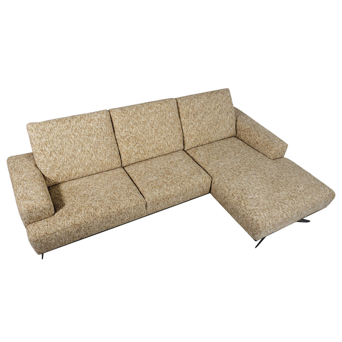 ECKSOFA Struktur Hellbraun  - Hellbraun/Schwarz, Design, Holz/Textil (295/187cm) - Livetastic