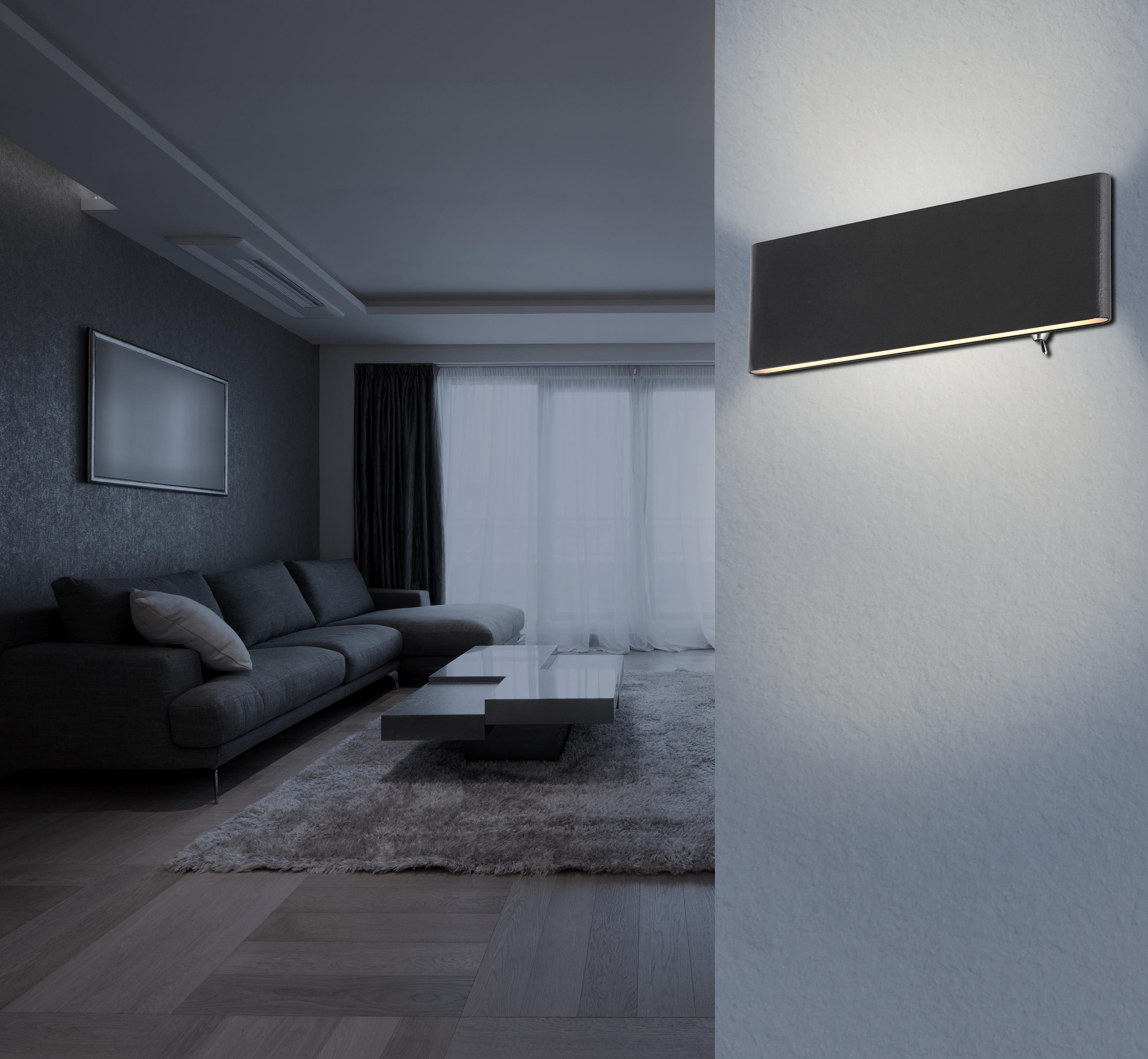 NÁSTĚNNÉ LED SVÍTIDLO, 22,5/4,5/8 cm - bílá/černá, Design, kov/plast (22,5/4,5/8cm)