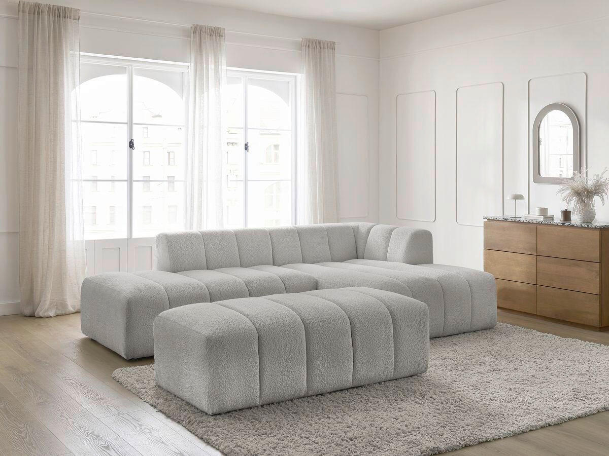 ECKSOFA  ANNECY Hellgrau Bouclé  - Hellgrau/Schwarz, MODERN, Kunststoff/Textil (262/170cm)