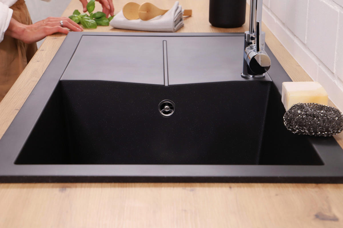 SPÜLE 17501001000500700-83  - Schwarz, Basics, Glas/Kunststoff (100/21,4/50cm) - Respekta
