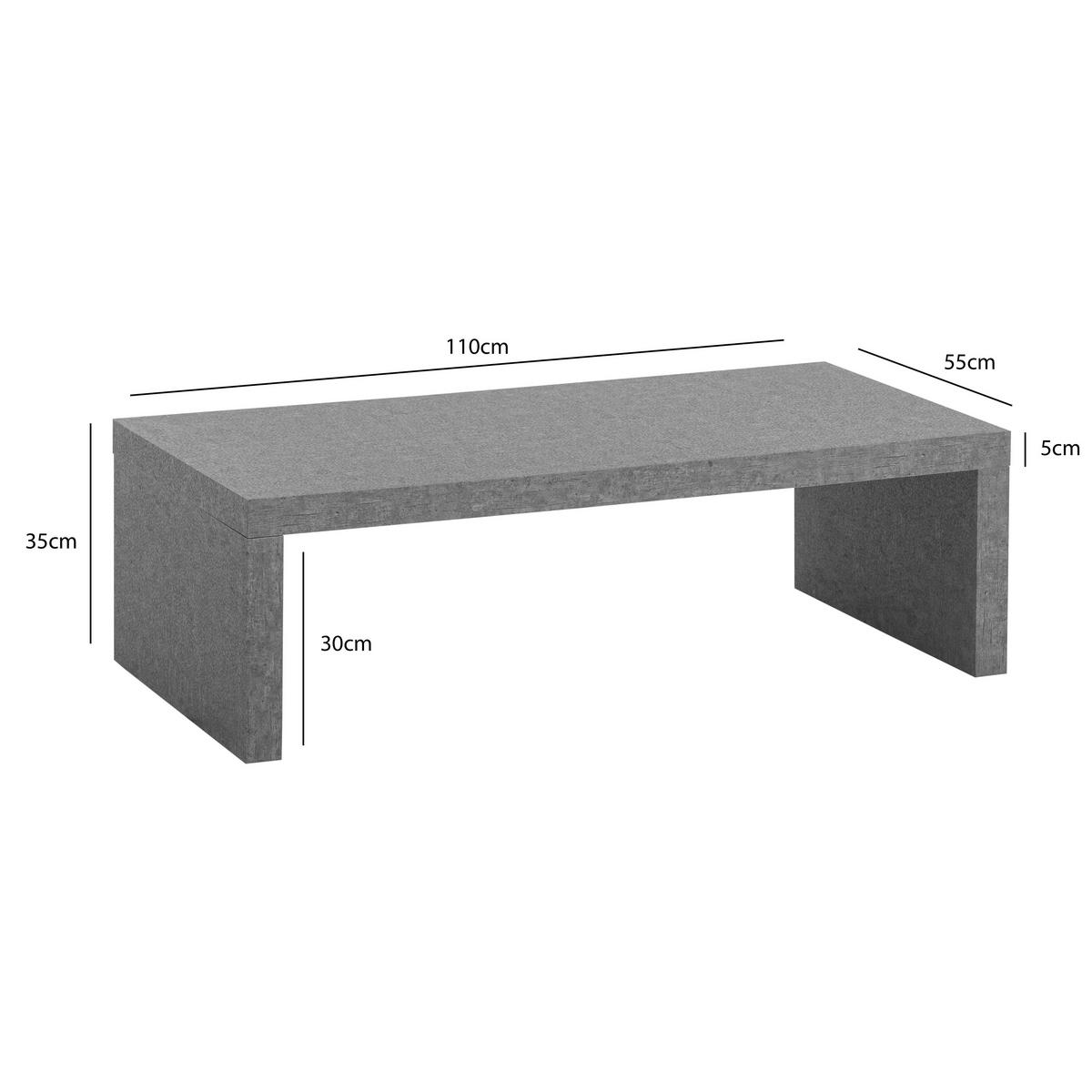 COUCHTISCH 110/55/35 cm rechteckig Grau  - Grau, Design, Holzwerkstoff (110/55/35cm) - Livetastic
