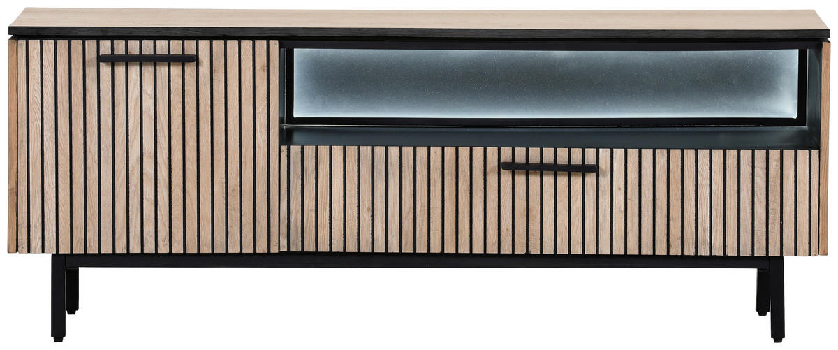 LOWBOARD  in 145/55/42 cm  - Eichefarben/Schwarz, Trend, Holzwerkstoff/Metall (145/55/42cm) - Carryhome