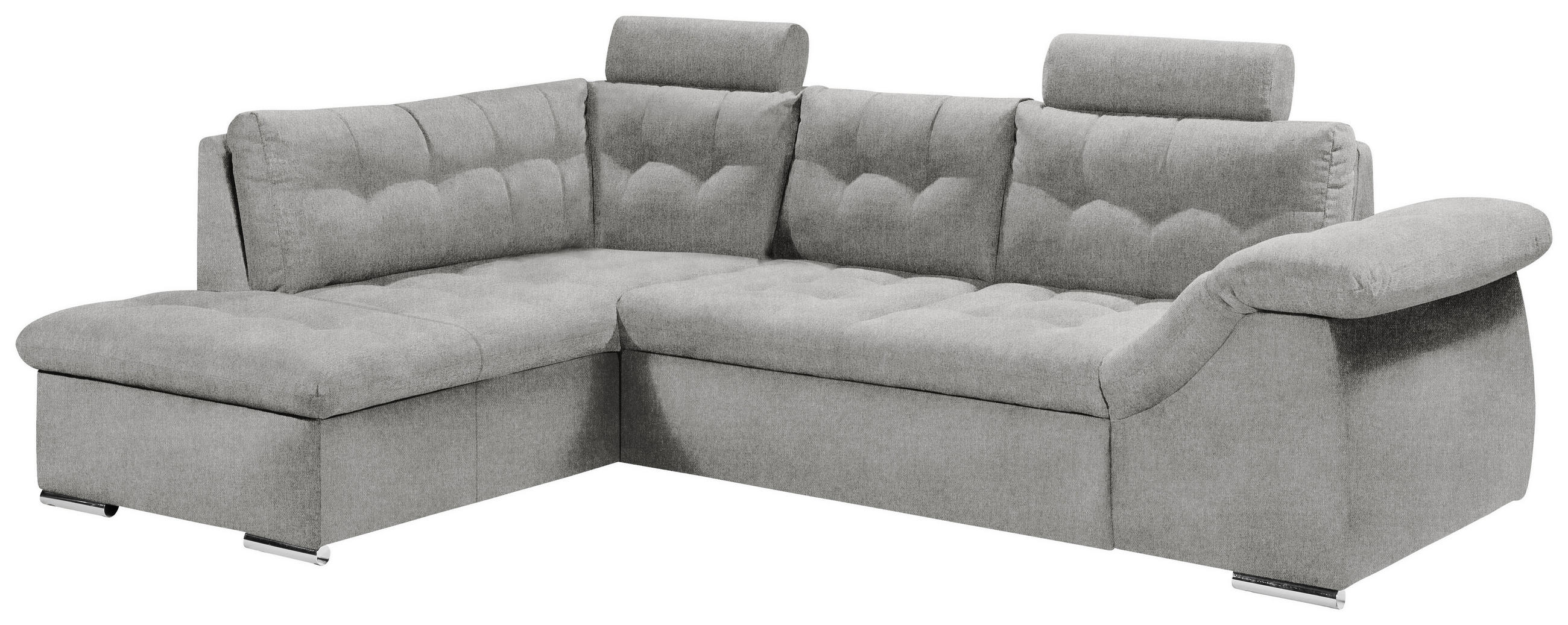 ECKSOFA Grau Mikrovelours  - Grau, KONVENTIONELL, Kunststoff/Textil (193/283cm) - MID.YOU