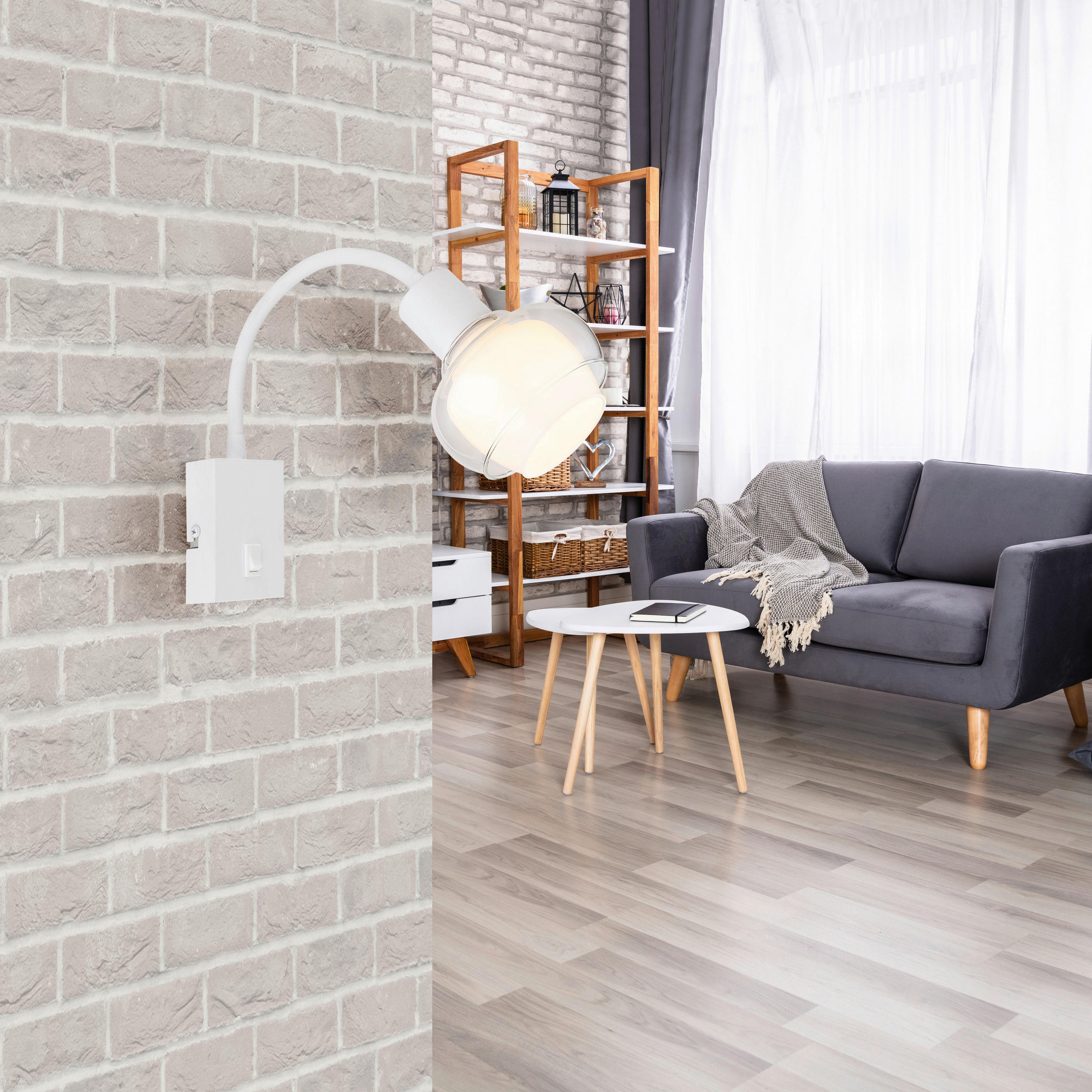 WANDLEUCHTE 10,5/35,5/46,5 cm   - Klar/Opal, Design, Glas/Kunststoff (10,5/35,5/46,5cm) - Globo