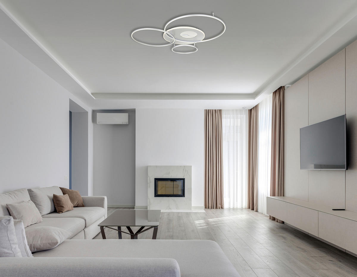 LED-DECKENLEUCHTE 126,4/105,3/13 cm   - Silberfarben/Weiß, Design, Kunststoff/Metall (126,4/105,3/13cm) - Globo