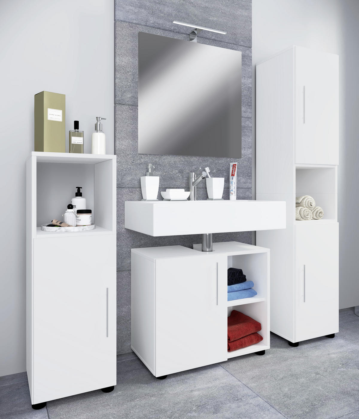 BADEZIMMER  in 122 cm  - Weiß, MODERN, Holzwerkstoff (122cm) - MID.YOU