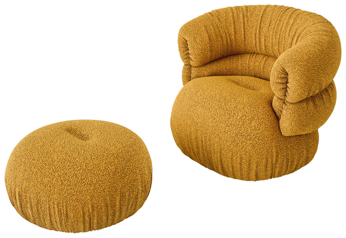DESIGNSESSEL in Jacquard, Bouclé Currygelb  - Currygelb, Trend, Textil/Metall (95/77/83cm) - Bretz
