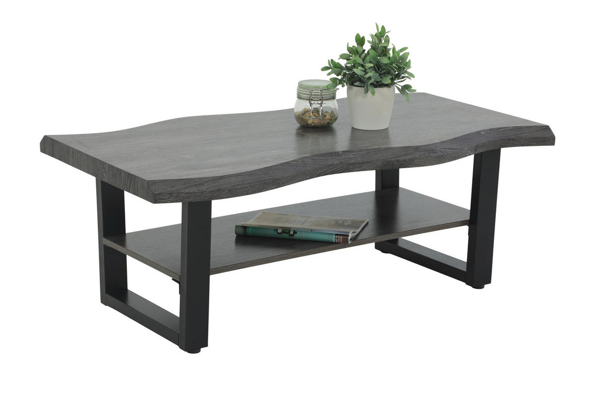 COUCHTISCHSET formgebogen Grau  - Schwarz/Grau, Design, Holzwerkstoff/Metall (110/60/42cm) - Livetastic