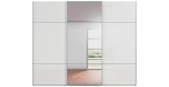 SCHWEBETÜRENSCHRANK in Weiß - Alufarben/Weiß, KONVENTIONELL, Glas/Holzwerkstoff (271/223/68cm) - Novel