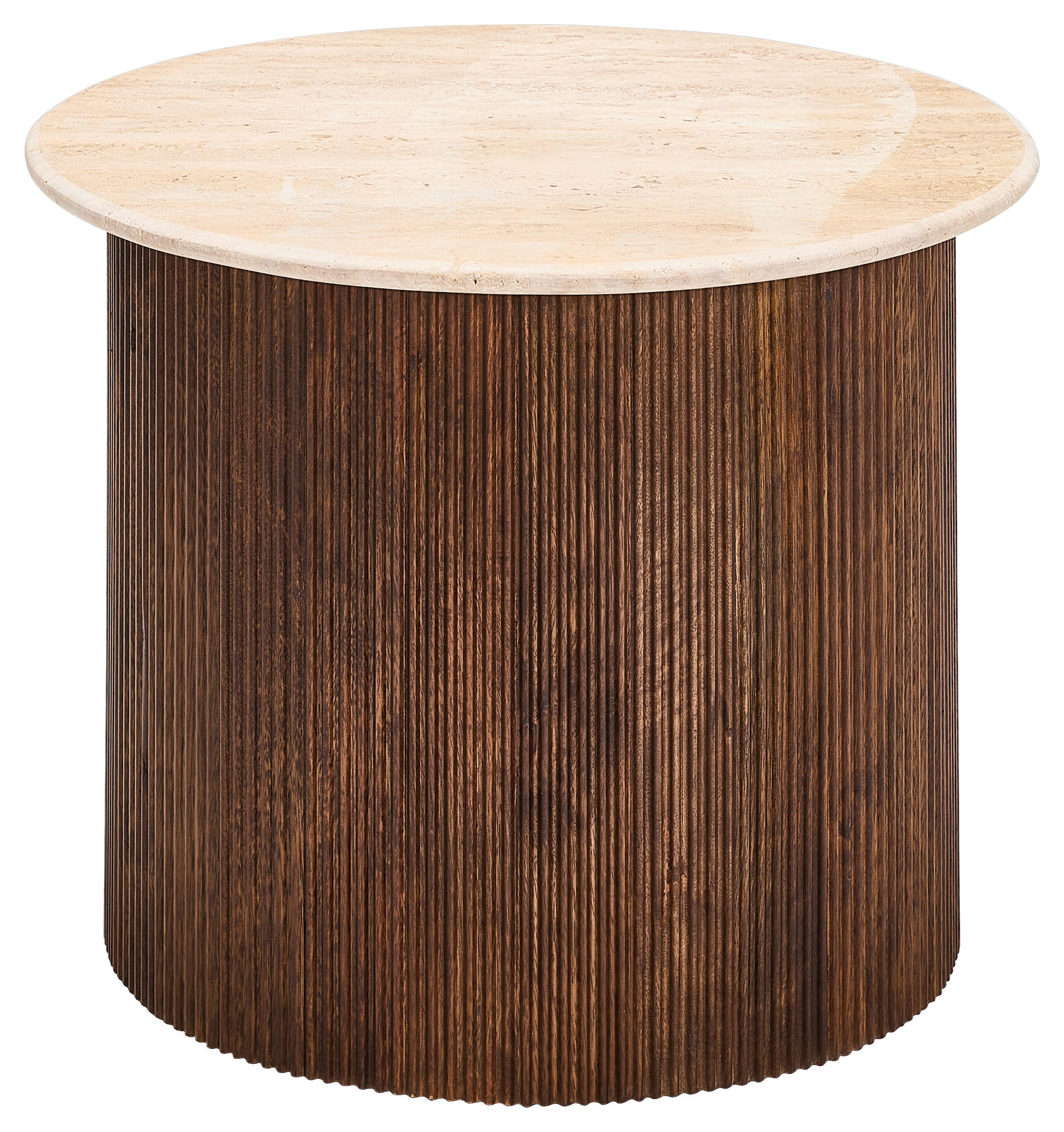 COUCHTISCH Mangoholz vollmassiv rund Dunkelbraun, Beige  - Dunkelbraun/Beige, Design, Holz/Stein (60/45/60cm) - Livetastic