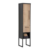 MIDISCHRANK 30/128/30 cm  - Eichefarben/Schwarz, Design, Holzwerkstoff/Metall (30/128/30cm) - Dieter Knoll