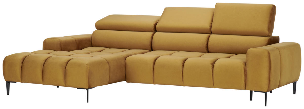 ECKSOFA in Webstoff Currygelb  - Currygelb/Schwarz, Design, Textil/Metall (177/270cm) - Welnova