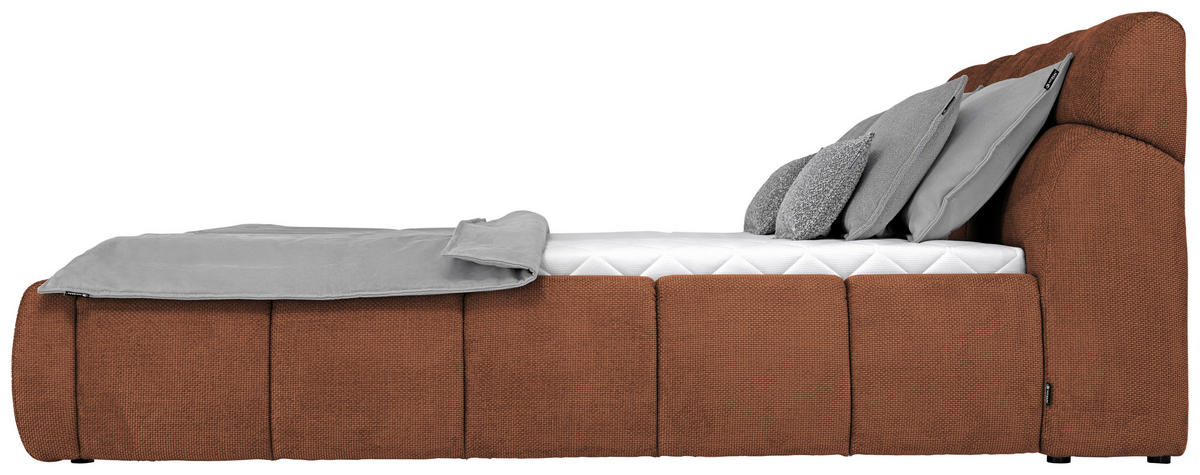 POLSTERBETT 140/200 cm  in Terracotta  - Terracotta/Schwarz, Design, Kunststoff/Textil (140/200cm) - Esposa