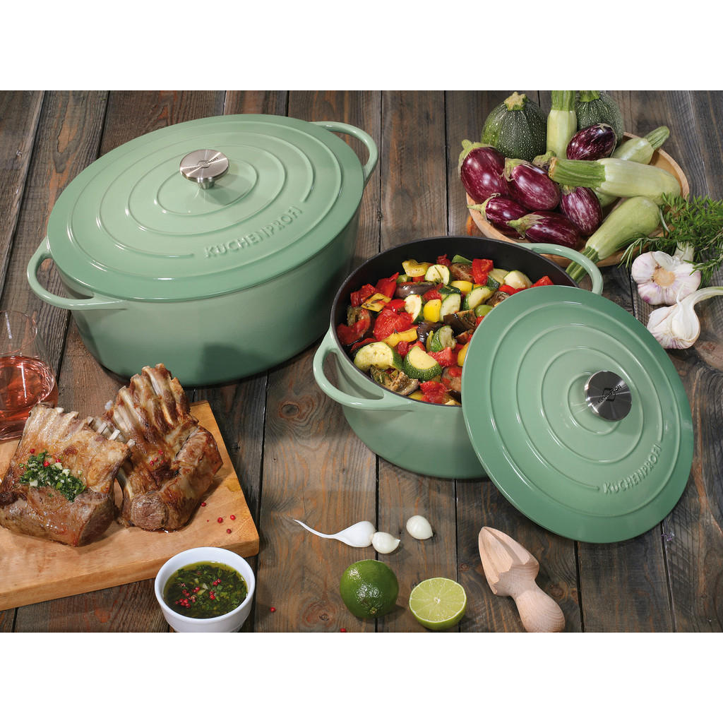 Thumbnail - Küchenprofi Bratentopf Provence, Jadegrün, Metall, 8,9 L, oval, 28.5 cm, backofengeeignet, hitzebeständige Griffe, hitze...