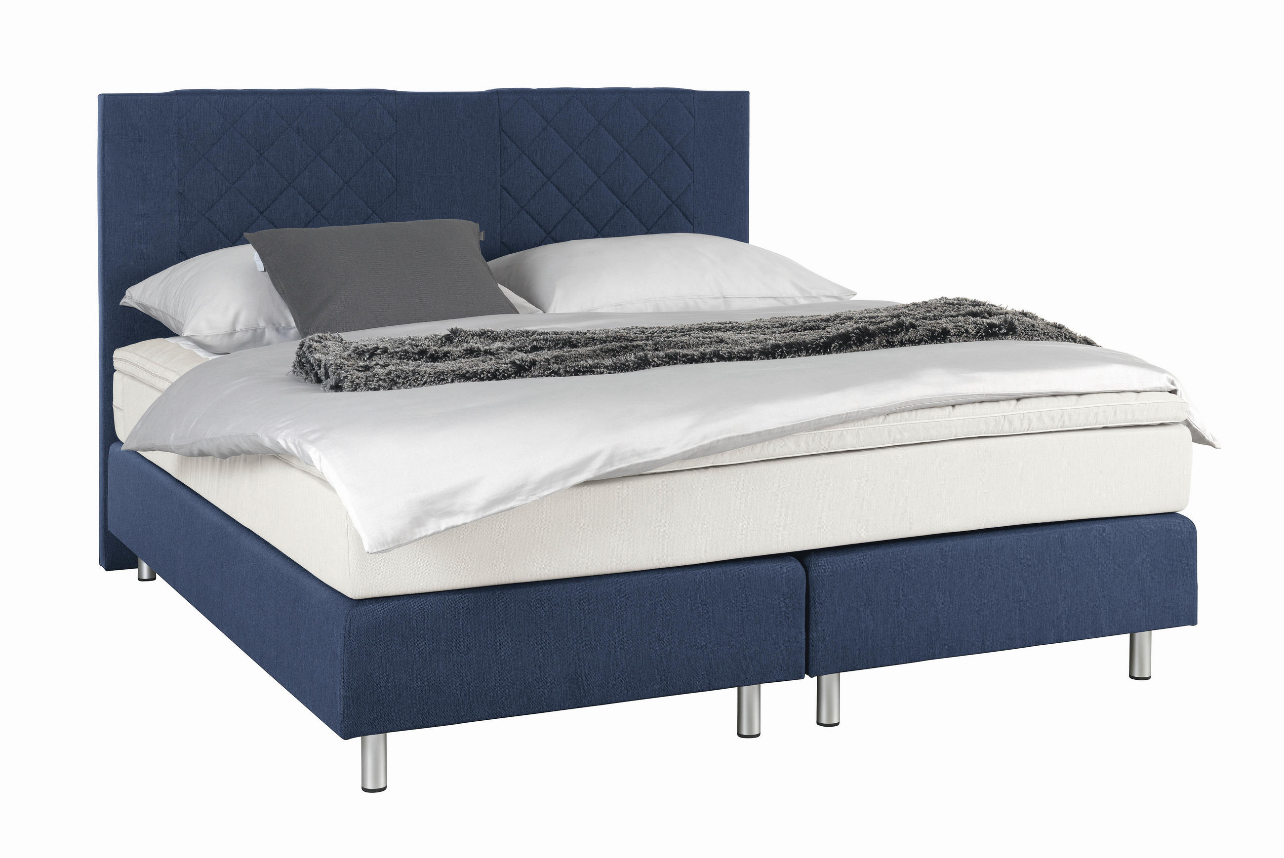 BOXSPRINGBETT 180/200 cm  in Blau  - Blau/Alufarben, Design, Holz (180/200cm) - Carryhome