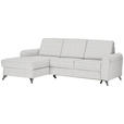 ECKSOFA in Flachgewebe Creme  - Silberfarben/Creme, Design, Textil/Metall (167/244cm) - Cantus