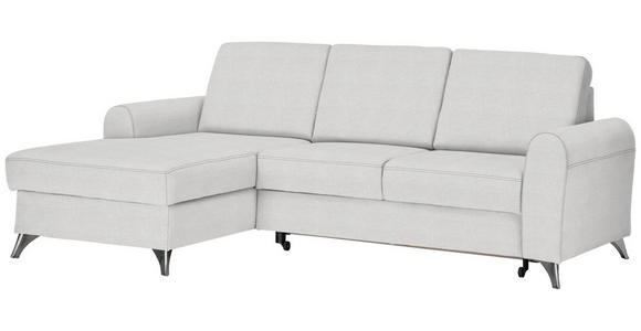 ECKSOFA in Flachgewebe Creme  - Silberfarben/Creme, Design, Textil/Metall (167/244cm) - Cantus