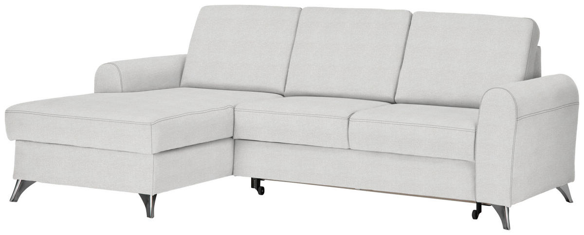ECKSOFA in Flachgewebe Creme  - Silberfarben/Creme, Design, Textil/Metall (167/244cm) - Cantus