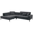 ECKSOFA in Feincord Anthrazit 219/311 cm - Anthrazit/Schwarz, KONVENTIONELL, Textil/Metall (219/311cm) - Hom`in