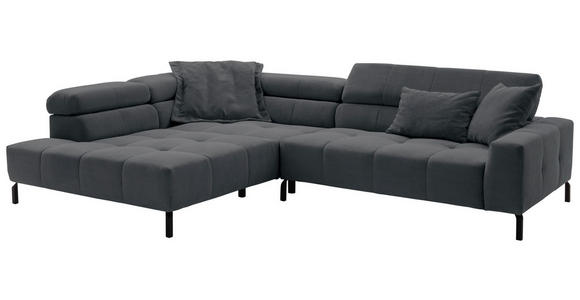 ECKSOFA in Feincord Anthrazit 219/311 cm - Anthrazit/Schwarz, KONVENTIONELL, Textil/Metall (219/311cm) - Hom`in