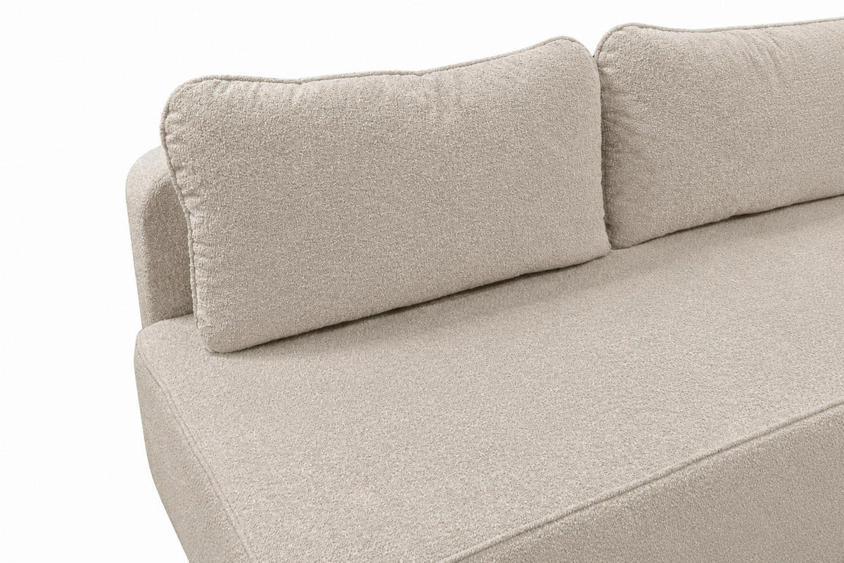SCHLAFSOFA FREDO Bouclé Beige  inkl.  - Beige/Schwarz, Design, Kunststoff/Textil (212/93/100cm) - MID.YOU