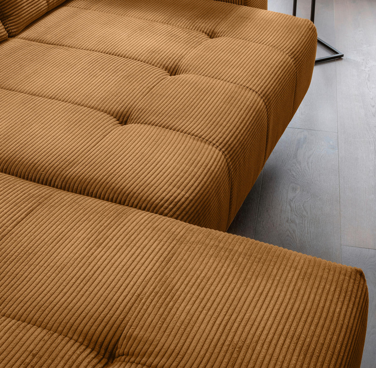ECKSOFA in Cord Goldfarben  - Goldfarben/Schwarz, Modern, Textil/Metall (200/272cm) - Livetastic