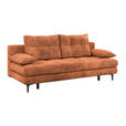 SCHLAFSOFA Chenille Terracotta Rückenkissen, Armlehnenkissen, Bettkasten, Schlaffunktion, Rücken echt  - Terracotta/Schwarz, KONVENTIONELL, Textil/Metall (203/94/96cm) - Carryhome