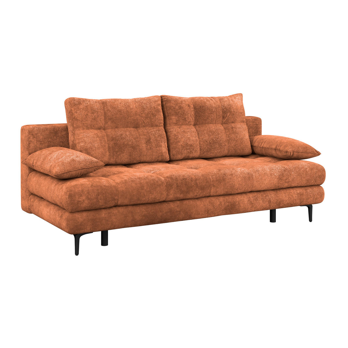SCHLAFSOFA  mit Liegefunktion, Schlafen auf Sitzhöhe, Rücken echt Chenille Terracotta  - Terracotta/Schwarz, KONVENTIONELL, Textil/Metall (203/94/96cm) - Carryhome