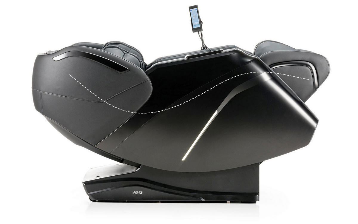 MASSAGESESSEL  mit Schwarz integrierte Lautsprecher, Relaxfunktion, Liegefunktion, Sitzheizung, Netzbetrieb, Massagefunktion, Herz-Waage-Funktion, abwischbar, ausziehbare Fußstütze, Bluetooth-Lautsprecher, Rückenlehne in S-Form  - Schwarz, Basics, Kunststoff/Textil (76/113/155-175cm) - iRest