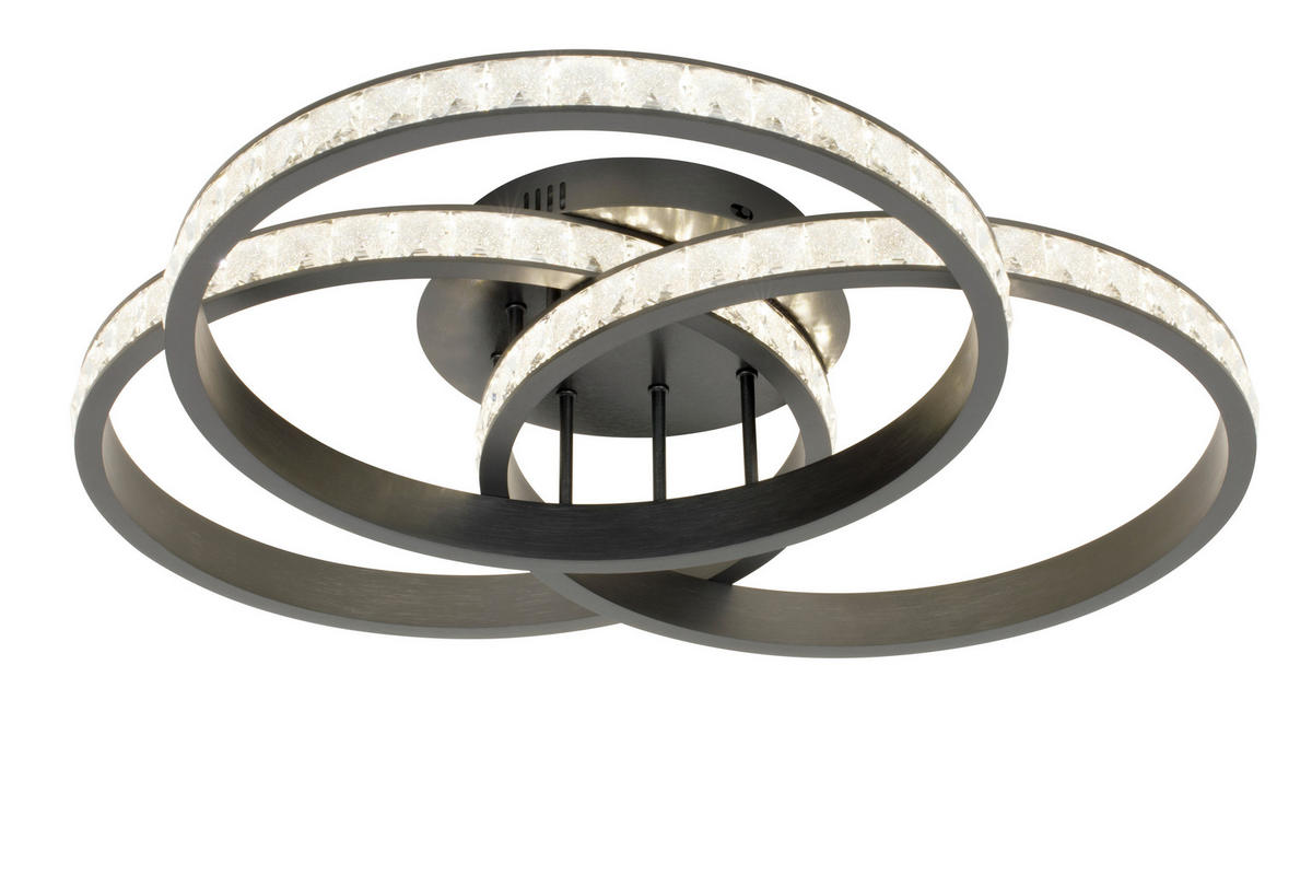 LED-DECKENLEUCHTE Elora 64/15 cm  - Schwarz, Design, Glas/Metall (64/15cm) - Novel