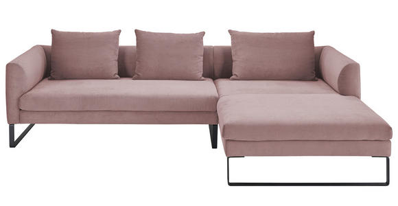 ECKSOFA  in Feincord Altrosa  284/178 cm  - Schwarz/Altrosa, KONVENTIONELL, Textil/Metall (284/178cm) - Hom`in