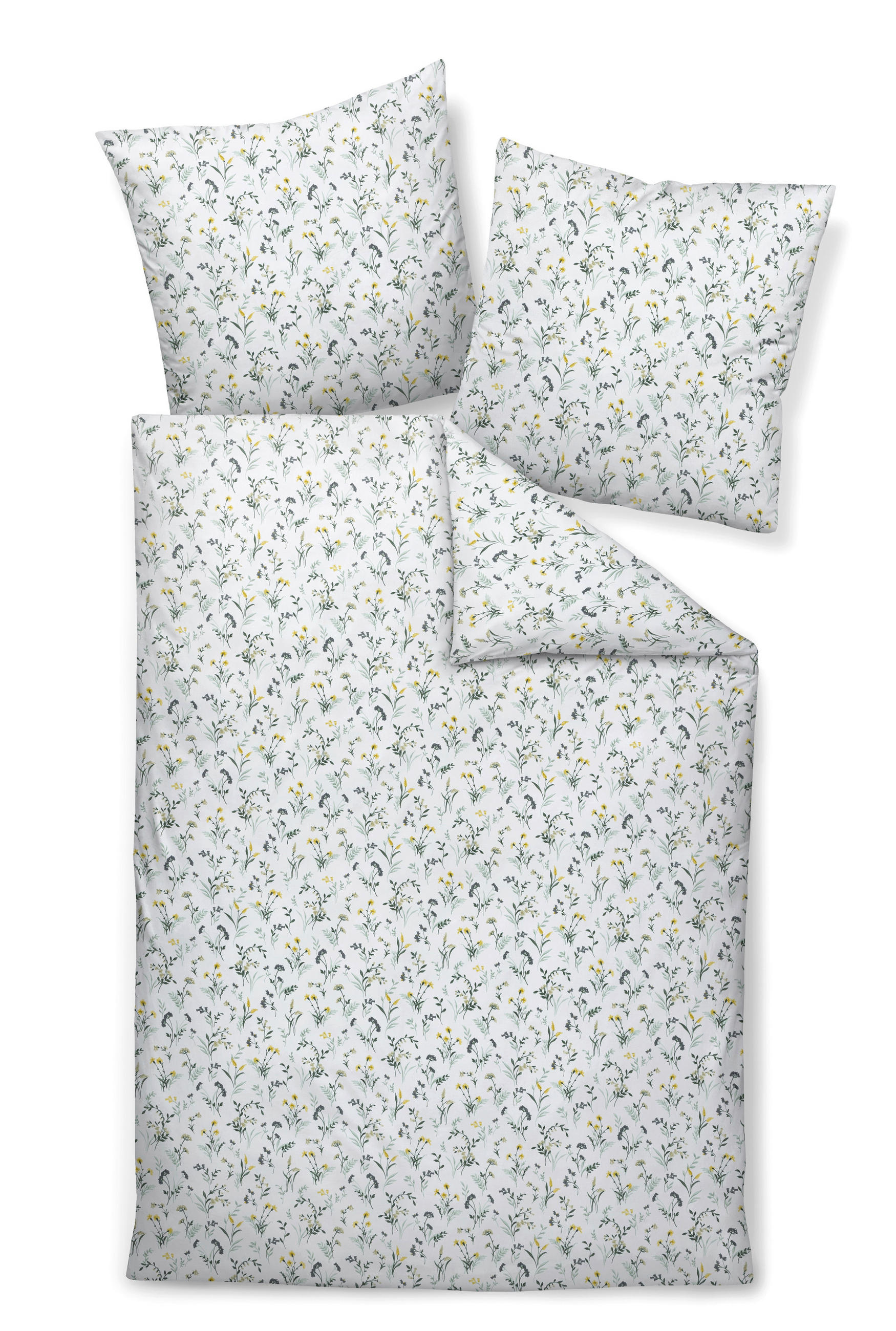 POSTELJNINA 135/200 cm bombažni flanel žajbljevo zelena - žajbljevo zelena, Konvencionalno, tekstil (135/200cm) - Janine