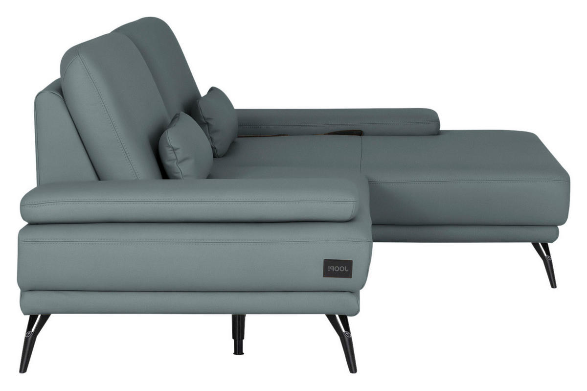 ECKSOFA Echtleder Grau  - Schwarz/Grau, Konventionell, Leder/Metall (301/180cm) - Joop!