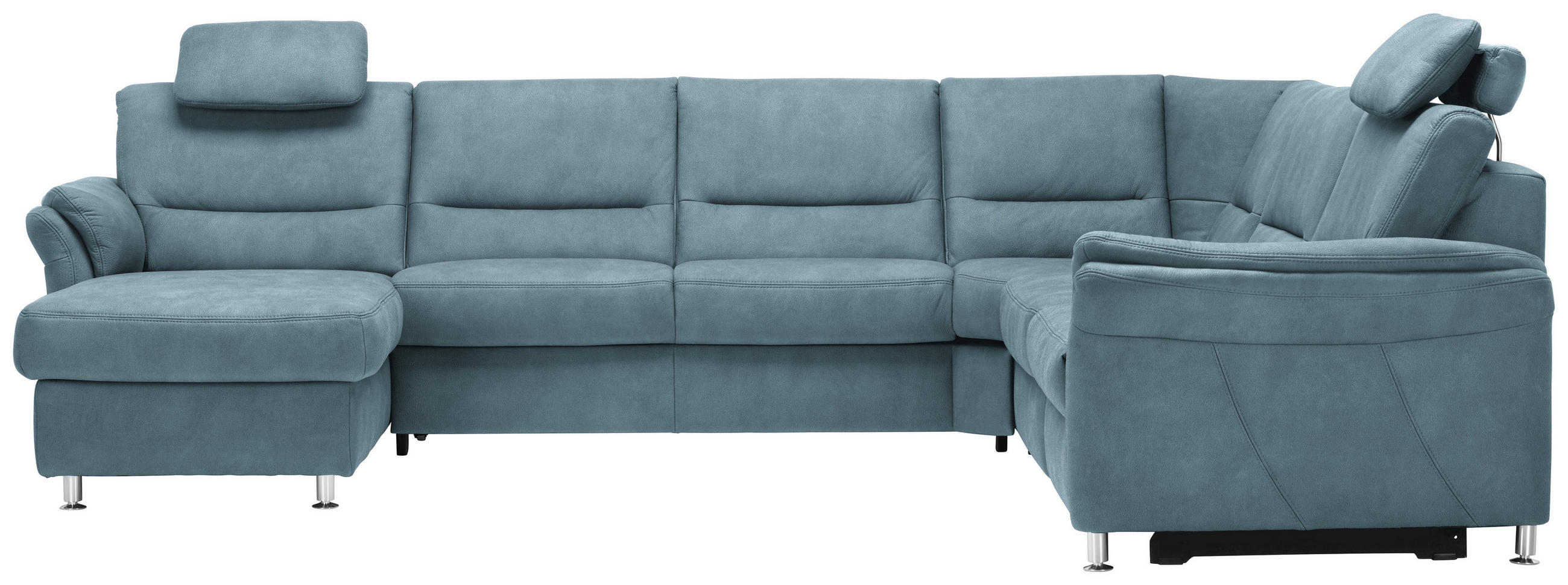 WOHNLANDSCHAFT Mikrofaser Hellblau  - Alufarben/Hellblau, Konventionell, Textil/Metall (173/330/262cm) - Beldomo System