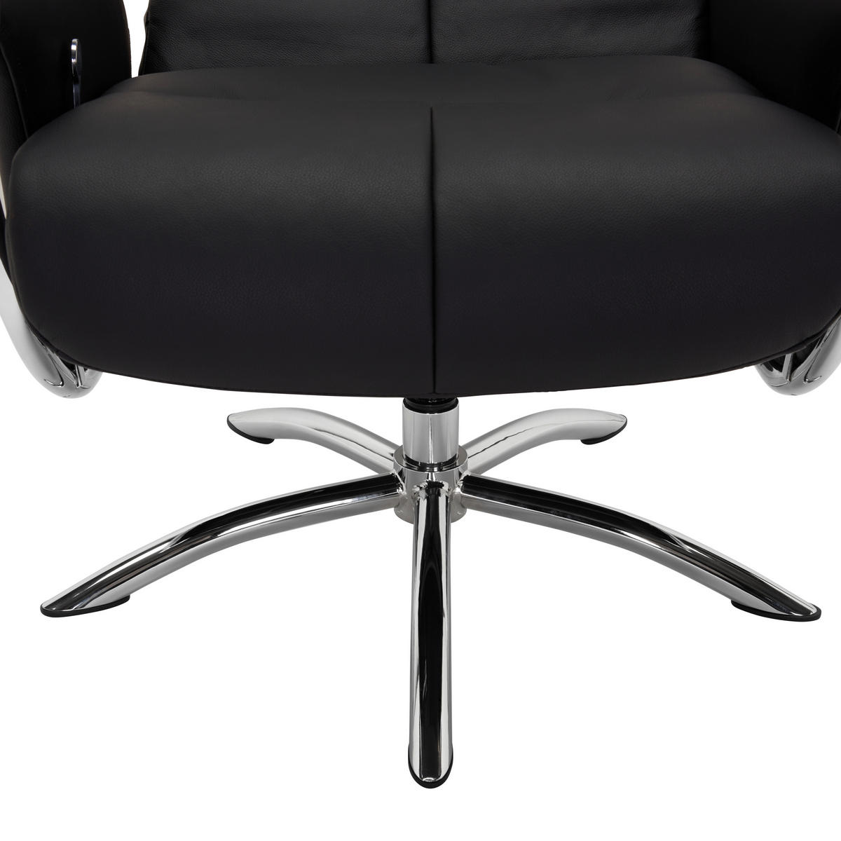 POČIVALNIK S PODNOŽNIKOM,  črna tekstil, usnje - barve kroma/črna, Design, tekstil/usnje (77,50/107-90/85-109cm) - Xora