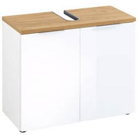WASCHBECKENUNTERSCHRANK 70/58/34 cm  - Edelstahlfarben/Eichefarben, Design, Glas/Holzwerkstoff (70/58/34cm) - Germania
