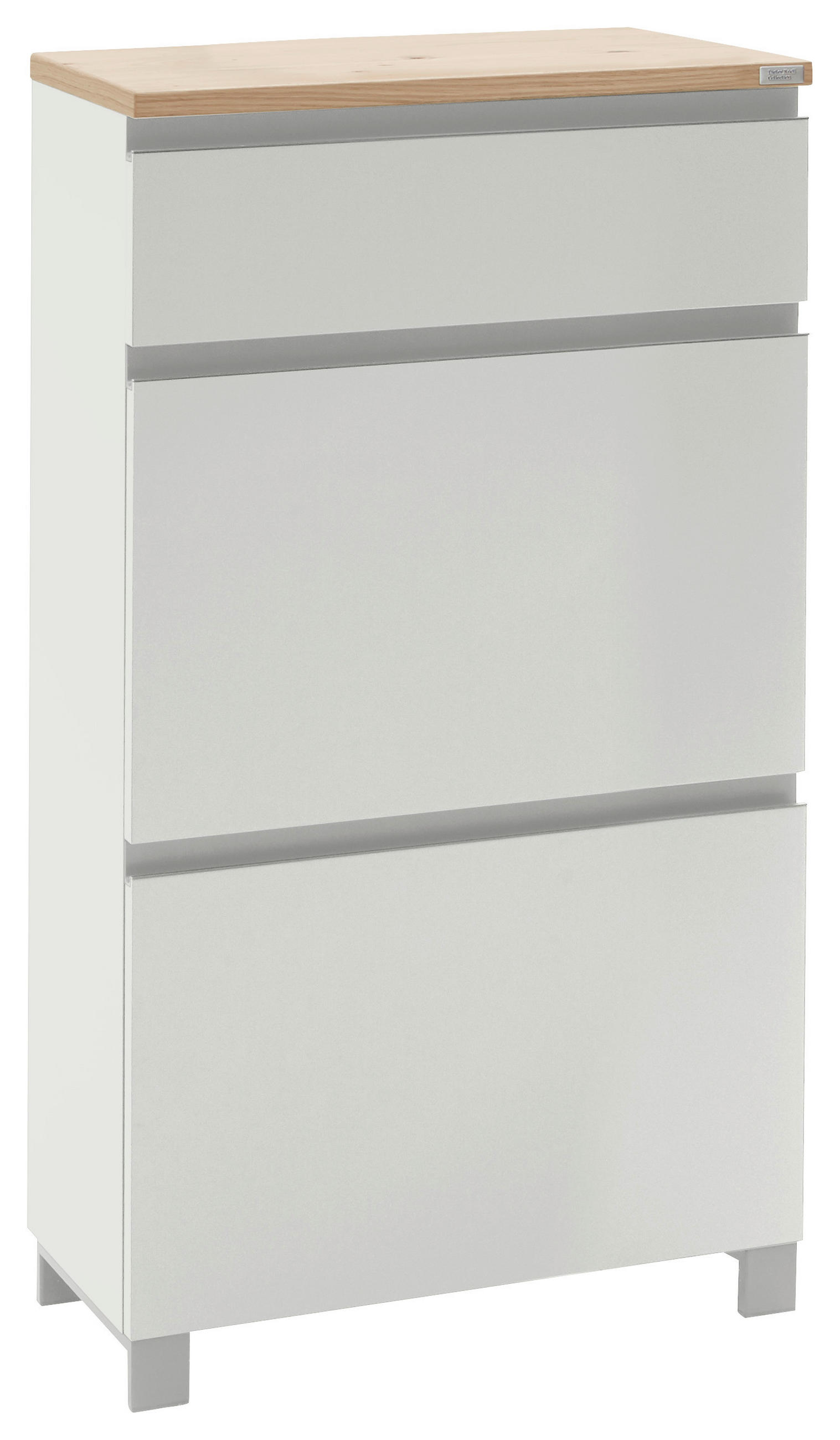 SCHUHSCHRANK Balkeneiche furniert Weiß, Eichefarben - Eichefarben/Silberfarben, Design, Holz/Metall (60/108/31cm) - Dieter Knoll
