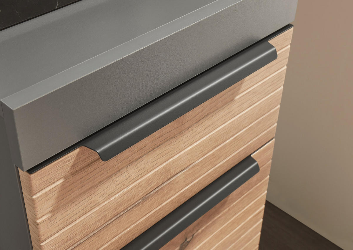 MIDISCHRANK 36/79/31 cm  - Eichefarben/Schwarz, Basics, Holzwerkstoff/Kunststoff (36/79/31cm) - MID.YOU