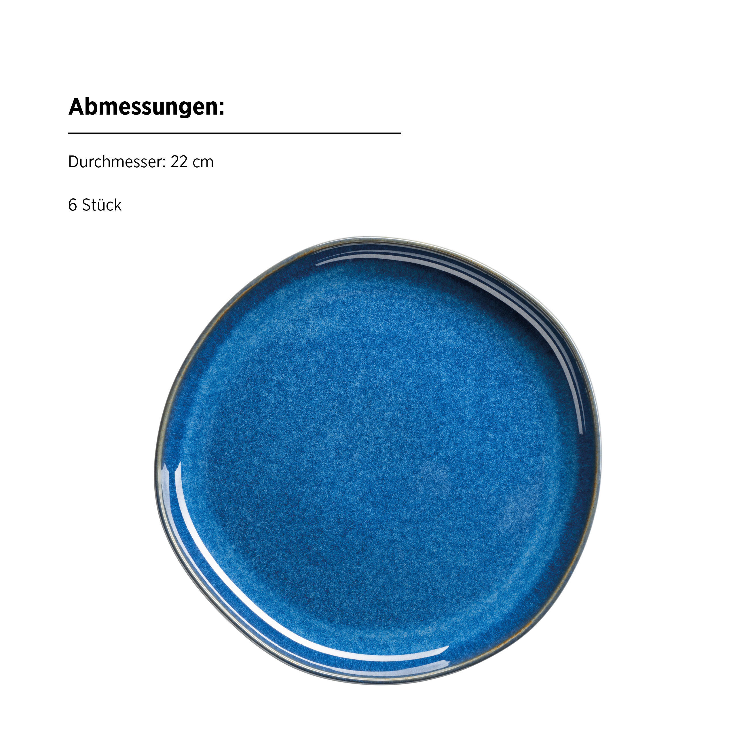 DESSERTTELLERSET Blau 6-teilig 22 cm Cordelia  - Blau, Trend, Keramik (22cm) - Mäser