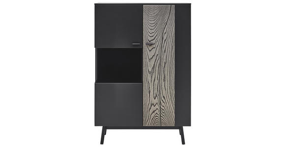 HIGHBOARD 97,5/144/41,2 cm - Edelstahlfarben/Eichefarben, MODERN, Glas/Holz (97,5/144/41,2cm) - Dieter Knoll