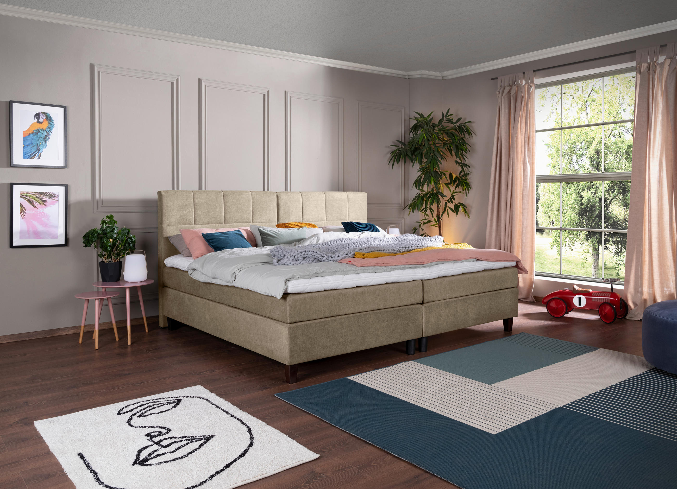 BOXSPRING-ÁGY 240/200 cm  taupe  - wenige/taupe, Basics, textil/fa (240/200cm) - Esposa