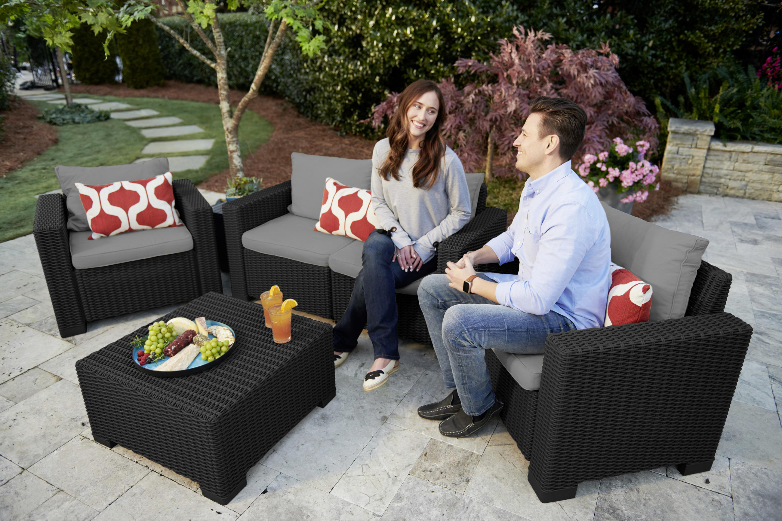 LOUNGEHOCKER 68/39/68 cm  - Graphitfarben/Grau, Design, Kunststoff/Textil (68/39/68cm) - Keter