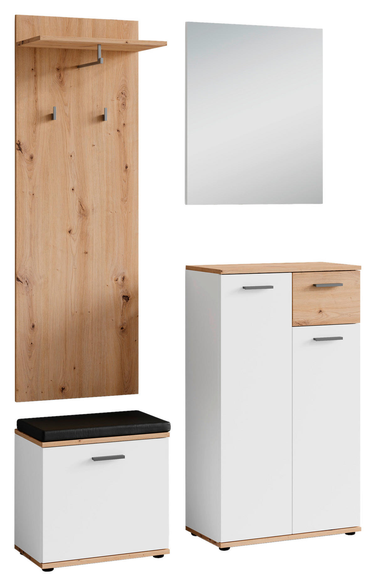 GARDEROBE 4-teilig  in 60/102/30 cm  - Weiß/Eiche Artisan, Design, Holzwerkstoff (60/102/30cm) - MID.YOU