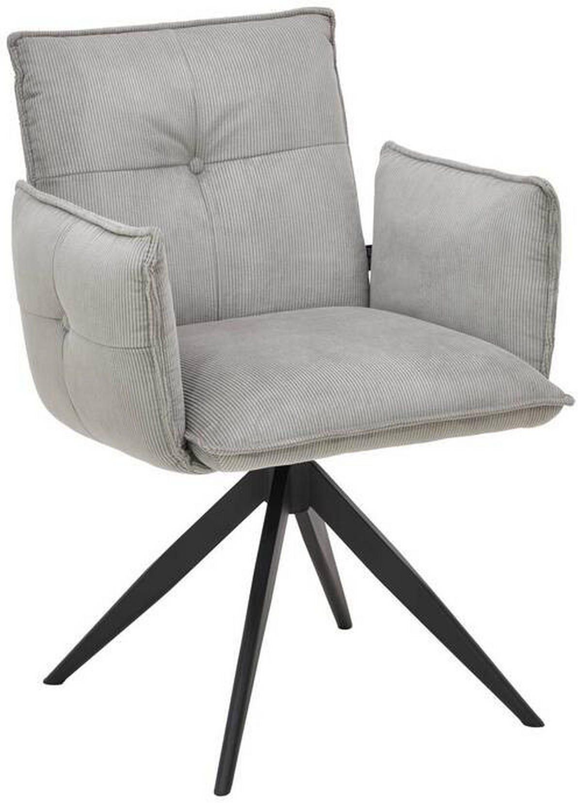 ARMLEHNSTUHL  in Eisen Cord  - Schwarz/Grau, Design, Textil/Metall (63,5/85/63,5cm) - Novel