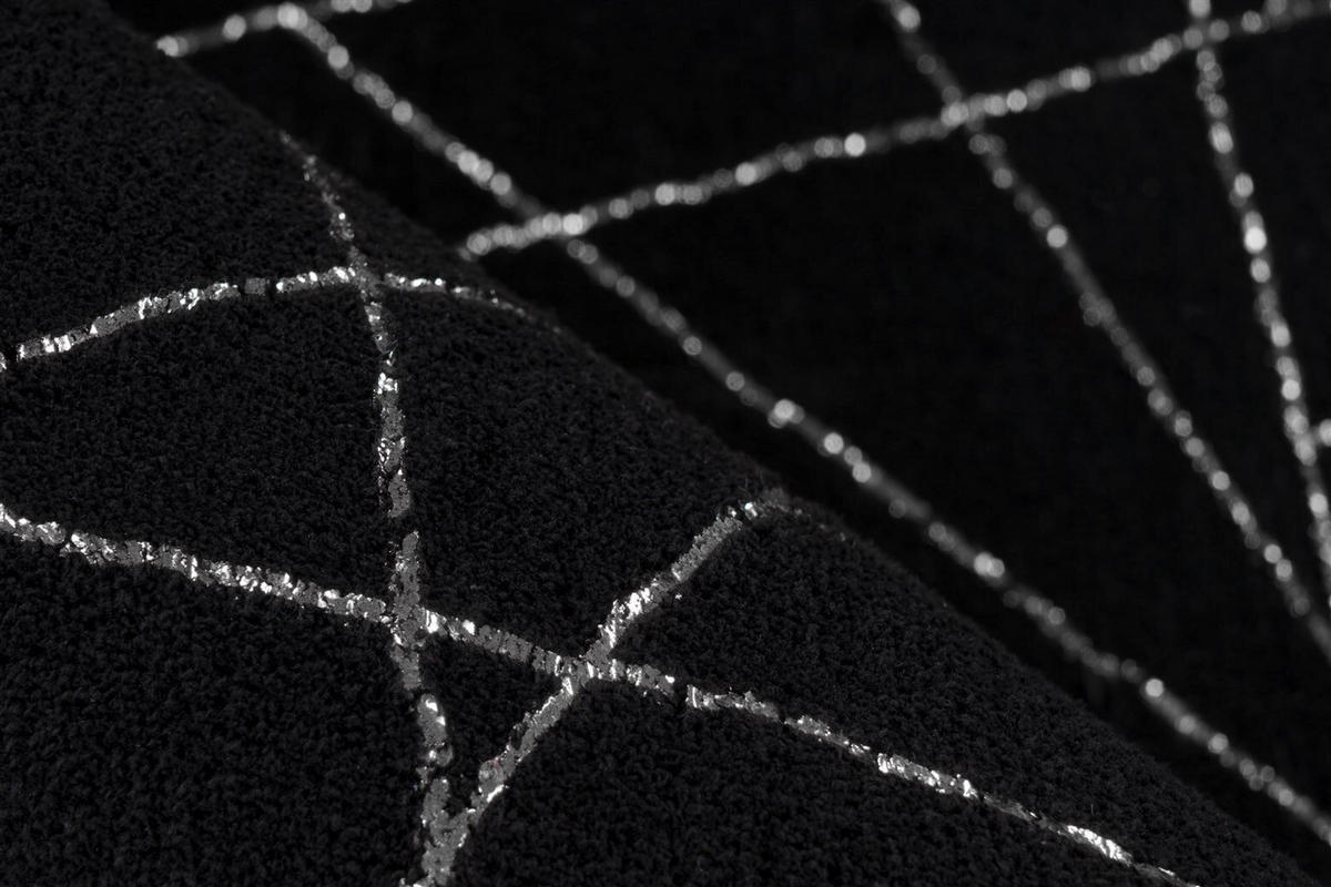FLACHWEBETEPPICH 200/290 cm Bijou 125 Schwarz / Silber Schwarz, Silberfarben  - Silberfarben/Schwarz, KONVENTIONELL, Textil (200/290cm)
