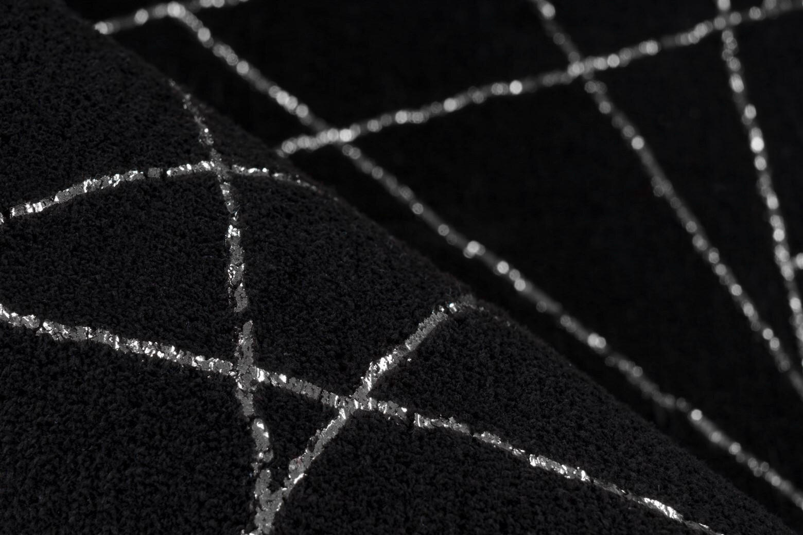 Thumbnail - Kayoom Flachwebeteppich Bijou 125 Schwarz / Silber, Schwarz, Silber, Textil, Abstraktes, rechteckig, 160x230 cm, pflegel...