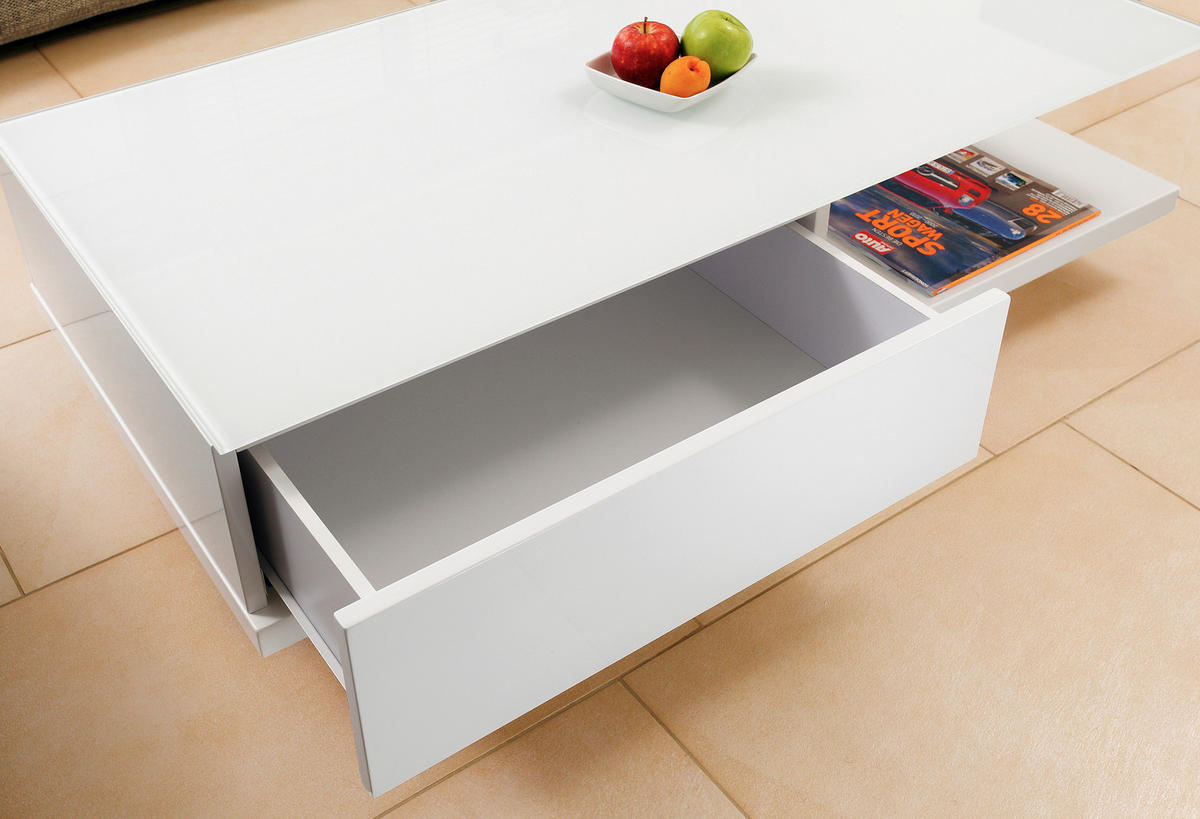COUCHTISCH in Glas, Holzwerkstoff 120/60/36 cm  - Weiß Hochglanz/Weiß, Design, Glas/Holzwerkstoff (120/60/36cm) - Livetastic